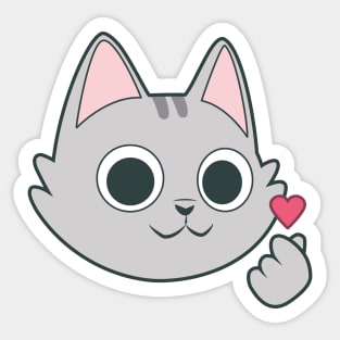 Cat-pop finger heart Sticker